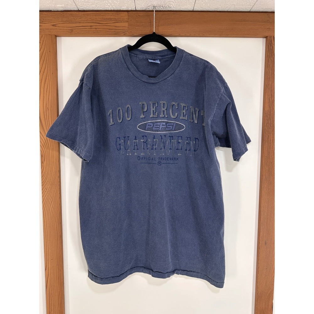 90s Pepsi Vintage Single Stitch Graphic T-Shirt Mens L/XL Blue 100 Percent Retro